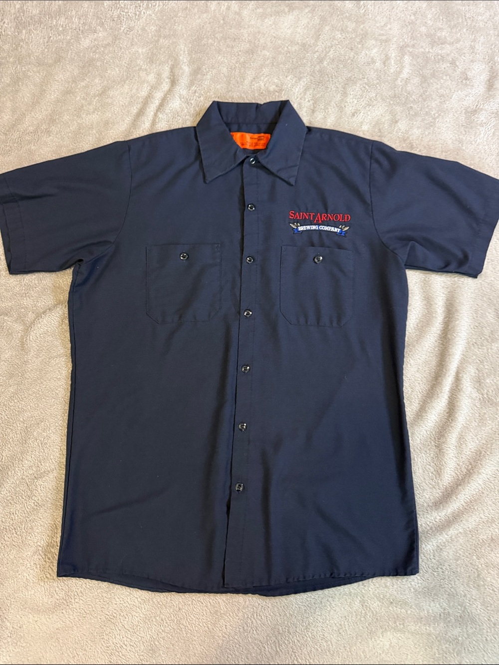 St Arnold’s Men's Navy Short-Sleeve Button-Down Work Shirt